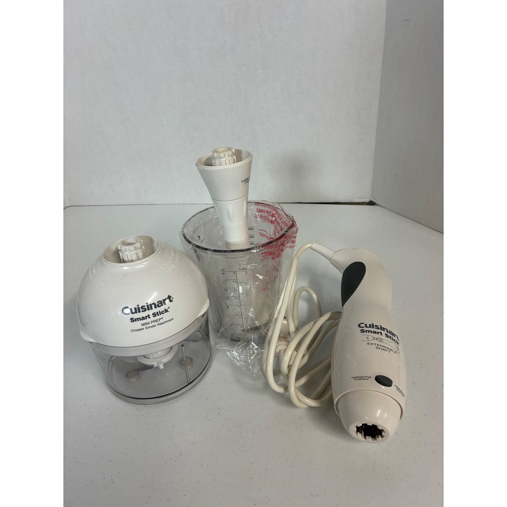 Cuisinart Smart Stick Hand Blender White Extendable Shaft Mini Prep Chopper Set